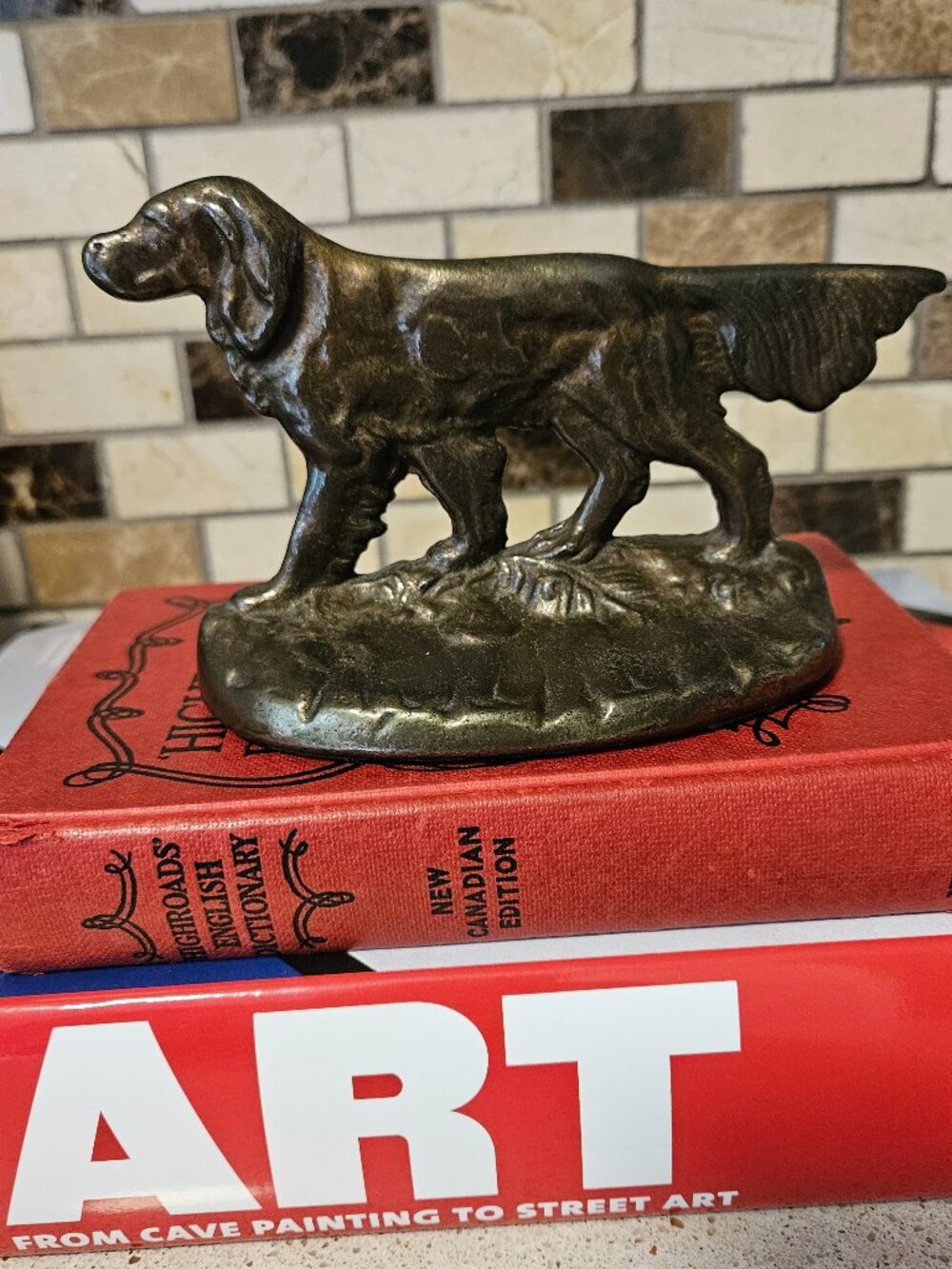 Antique Irish Setter dog brass book end. Only 1